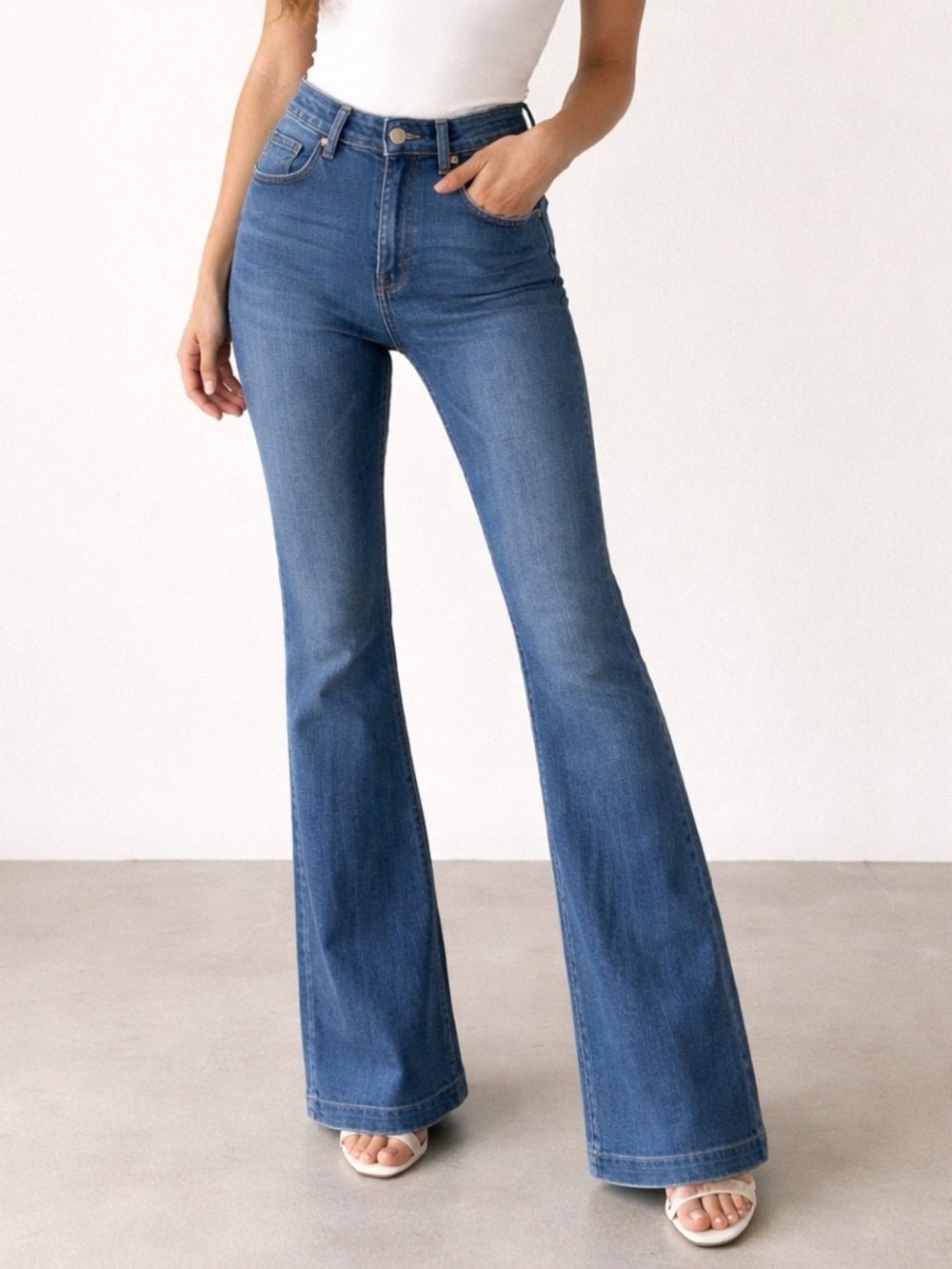 James Jeans Shayebel Medium Blue Mid-Rise Flare